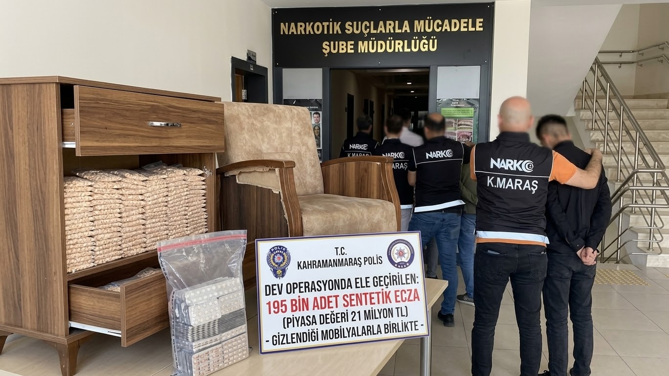Kahramanmaraş’ta Mobilyalara Gizlenmiş 21 Milyon Liralık Uyuşturucu Ele Geçirildi